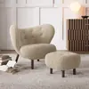 Cadeira Única Estilo Francês, Poltrona Única, Cadeira de Lazer de Designer, Banqueta Tendência Preguiçosa de Lã de Cordeiro Madeira Maciça, Cadeira de Quarto