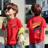 Roupas infantis camisetas de verão para meninos manga curta 2026 nova estilosa algodão puro tops de verão para meninos camiseta estilo verão da moda