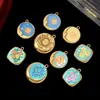Colgante de Sol Estrella Pintado Transfronterizo DIY de Acero Inoxidable para Mujer Collar de Flor de Jardín Colgante de Joyería de Acero de Titanio
