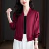 Uniforme de béisbol de satén acetato 2024 primavera nuevo casual holgado manga larga chaqueta cárdigan abrigo corto top de mujer