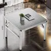 Mesa plegable de acero inoxidable engrosada para uso doméstico, mesa de comedor para exteriores, mesa comercial de acero inoxidable, mesa de acero inoxidable para puestos de mercado nocturno y barbacoas