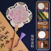 Kit de Materiais DIY Feito à Mão para Leque de Brocado da Dinastia Song com Pérolas, Leque Redondo Tradicional, Leque de Casamento, Atividade de Team-Building para o Dia do Professor, Adereços de Estilo Antigo