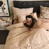 Qualidade A, seguro para bebês, algodão de fibra longa de Xinjiang, conjunto de cama de quatro peças escovado, estilo japonês, 100% algodão, capa de edredom jacquard tingido em fio, algodão puro espessado