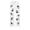 Jeans Acampanados con Estampado de Palma Blanca Marca de Moda Pantalones Cool para la Calle Hip-Hop Americano High Street Pantalones Largos Rectos