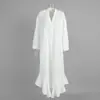 Vestido Transfronterizo Estilo Europeo y Americano Verano 2026 Nuevo Holgado Perezoso de Botones Sencillos con Volantes Bordado Hueco