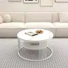 Nuevo modelo 2026, mesa de centro de mármol de lujo ligero, sala de estar, mesa de té de metal de doble capa, diseño simple, adecuada para apartamentos pequeños, hierro forjado, mesa de centro de moda
