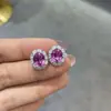 Nuevos Pendientes de Zafiro Rosa de Cultivo en Plata 925 de Yuntong Jewelry, Pendientes Versátiles de Gama Alta con Forma de Huevo, Listos para la Venta