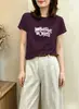 Camiseta de algodón acanalado de trece filas, fuente física, para mujer, directo de fábrica, top de manga corta estampado slim-fit, exclusivo de venta al por mayor de verano