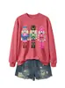 Moletom feminino casual de manga comprida solto da Amazon, com estoque disponível, com três estampas de quebra-nozes em lantejoulas