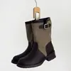 Nuevos Zapatos de Mujer Otoño 2026 de Tiendas Físicas: Botines Cortos de Estilo Europeo con Punta Redonda, Tacón Grueso, Hebilla y Slip-On, Botas de Caballero de Moda