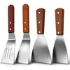 Aço inoxidável frigideira pá teppanyaki pizza pá bife bife bife pá de madeira cabo pá pá oblíqua colher colher gadgets de cozinha