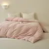 Combina artículos individuales de grado A, 100% algodón, tejido, algodón cepillado, juego de ropa de cama de cuatro piezas de color liso, que incluye una sábana bajera sencilla, una funda de edredón y fundas de almohada
