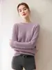 Suéter de cachemira de cuello redondo listo para usar de primera línea para mujer, estilo simple, nueva llegada de otoño, suéter de punto tipo pullover holgado para usar como capa base