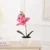 Planta en Maceta Phalaenopsis de Película Simulada de Tres Flores Decoración Creativa Artificial para Escritorio del Hogar Adornos de Flores Artificiales Flores Simuladas Más Vendidas