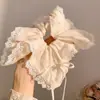 Lenço quadrado de tecido estilo coreano, elástico de cabelo grande, acessório de cabelo de renda doce e delicado, tiara de alta qualidade, rabo de cavalo, estilo francês