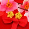 Aretes de Flor de Moda Étnica al por Mayor Chapados en Cobre con Oro Real de 24k Aretes Simples de Rosa de Oro Arenoso Vietnamita para Mujer