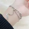 Pulsera de Lujo con Cadena Doble Nariz de Cerdo para Mujer Diseño de Nicho Estilo Ins Cuadrado Inglés Marca Joyería de Estilo Frío Venta al por Mayor
