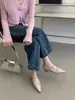 Aumentó 5 cm en la temporada del primer encuentro~ Zapatos de vestir de punta baja estilo europeo y americano para mujer, textura arrugada, slip-on para el trabajo de mujer