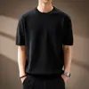 Camiseta de punto de manga corta con textura de burbujas 3D para hombre, nueva colección de verano 2026, corte holgado, cuello redondo, manga corta