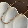 Colar de Suéter com Contas de Pedra Ágata Vermelha Turquesa Natural para Mulheres, Acessórios para Camadas de Primavera, Corrente de Clavícula de Alta Qualidade