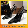 Zapatos de Tacón Alto Negros, Tacones de Aguja, Punteras Puntiagudas, Boca Baja, Espalda Hueca, Zapatos Versátiles 2025, Zapatos de Moda Francesa Femenina, Nuevo Estilo