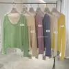 Liquidação, Sem Trocas ou Devoluções, Suéter de Tricô Simples com Gola U Verde Limão Estilo Coreano, Versátil, Manga Longa, Primavera 2026