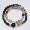 [Floculação Marrom Calor] Pulseira Cristal Natural Ouro Negro Super Sete Feminina Mais Fácil de Combinar Presente Pulseira Cristal Branco Atacado