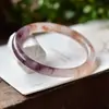 Pulsera Violeta de Jade de Seda Dorada Natural de Xinjiang, Pulsera de Belleza de Jade She Tai para Mujeres, Pulsera de Barra Redonda de Jade del Gobi al por Mayor