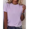 Transfronterizo 180g2025 Nuevo Estilo Europeo y Americano Cuello Redondo Suéter Unisex Camiseta de Manga Corta Estampada Top Blanco