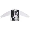 Camiseta Unisex de Manga Larga Holgada con Estampado de Letras Lavada y Desgastada Estilo Hip-Hop de Calle de Moda Otoño para Pareja Transfronteriza