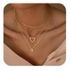 Colar Amazon Camada Múltipla em Formato de Coração com 26 Letras, Corrente de Clavícula Fresca, Fashion e Elegante, Novo Estilo Tendência Feminino