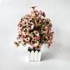 Flor de Pensamiento Artificial Planta Pequeña en Maceta para Mesa de Comedor Interior y Decoración de Sala de Estar, Bonsái de Flores Artificiales, Maceta con Mini Valla Adorno de Planta Verde