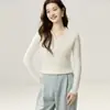 Nueva colección de otoño e invierno: Suéter ligero y lujoso de 100% cachemir puro para mujer, con cuello alto, manga larga, tejido de ochos, capa base de punto liso