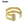 WT-B656 Pulsera de Latón con Sentido de Diseño Hueco Piedra Original Perla Destello Piedra Tianhe Joyería Ajustable
