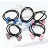 4 anillos para el pelo incrustados con diamantes, cuentas grandes de color rojo cereza, cuerda para el pelo, banda de goma anudada dos en uno, anillos elásticos altos para coleta, venta al por mayor