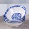 Cuenco Cerámico Azul y Blanco Estampado Cuenco para Arroz Cuenco para Fideos Cuenco para Sopa Porcelana Azul y Blanco Cuenco para Ensalada