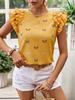 Moda Femenina Europea y Americana Transfronteriza Amazon Tops con Volantes de Manga Corta Cuello Redondo Camisetas Básicas de Lunares para Mujer