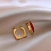 Aretes Cuadrados Retro Rojos con Esmalte Goteado para Mujer 2025 Nuevo Lujo Accesible Diseño Elegante de Nicho Aretes de Alta Gama Tendencia