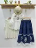 Saia Jeans Desgastada com Renda, Estilo Artístico, Cintura Elástica, Saia Versátil e Elegante em Linha A para Mulheres