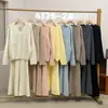 Conjunto Casual de Punto Coreano Shanlida Dihan para Mujer Otoño Suéter de Cuello V Estilo Perezoso Falda Larga de Cintura Alta Temperamento Ancha