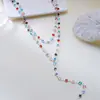 Colar de borla de corrente longa de cristal de metal de duas cores de alta qualidade para mulheres europeias e americanas