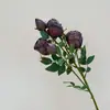 Flores Artificiales al por Mayor Rosas de 5 Cabezas con Borde Quemado Decoración de Bodas Decoración del Hogar Accesorios para Fotografía Rosas Retro al por Mayor