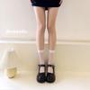 Meias 3/4 femininas de primavera e verão meias brancas transparentes carne meias tubulares pretas Lolita japonesa branco JK atacado de fábrica