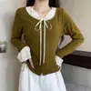 Camiseta de manga larga gruesa y cálida tipo dos piezas con lazada para mujer, talla grande, moderna, adelgazante, versátil y rejuvenecedora, top básico