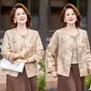 Nueva chaqueta jacquard de estilo chino para mujer, adecuada para mujeres de mediana edad y mayores, para primavera y otoño, cuello redondo, elegante y grácil, con una estética china, un estilo chic y refinado