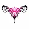 Adesivo de tatuagem temporária de coração de succub de celebridade da internet, disponível em várias cores, duradouro, à prova d'água, adesivo de tatuagem descartável
