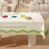 Toalha de Mesa Desenho Animado, Sem Lavagem, Impermeável, À Prova de Óleo, Resistente ao Calor, Estilo Dopamina Creme, Toalha de Mesa Retangular, Protetor de Mesa, Chá