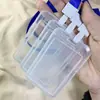 Funda Protectora para Tarjeta de Identificación, Portatarjetas Bancarias Transparente de Doble Cara con Carcasa Dura y Correa, Portatarjetas de Identificación de Trabajo, Portatarjetas de Comedor para Campus