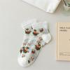 Calcetines de Barco Nuevos para Mujer Zhuji Primavera y Verano Cas Calcetines Cortos Transpirables Finos Encaje Japonés Florales Pequeños Calcetines de Barco