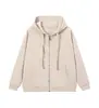 Sudadera con capucha y cremallera de algodón pesado de isla Color liso Holgada Moderna Versátil Sudadera con capucha Chaqueta Venta al por mayor Unisex